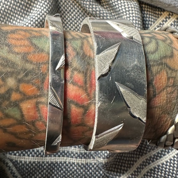 Ooak handmade Diamond plate bracelet brutalist set - Picture 5 of 6